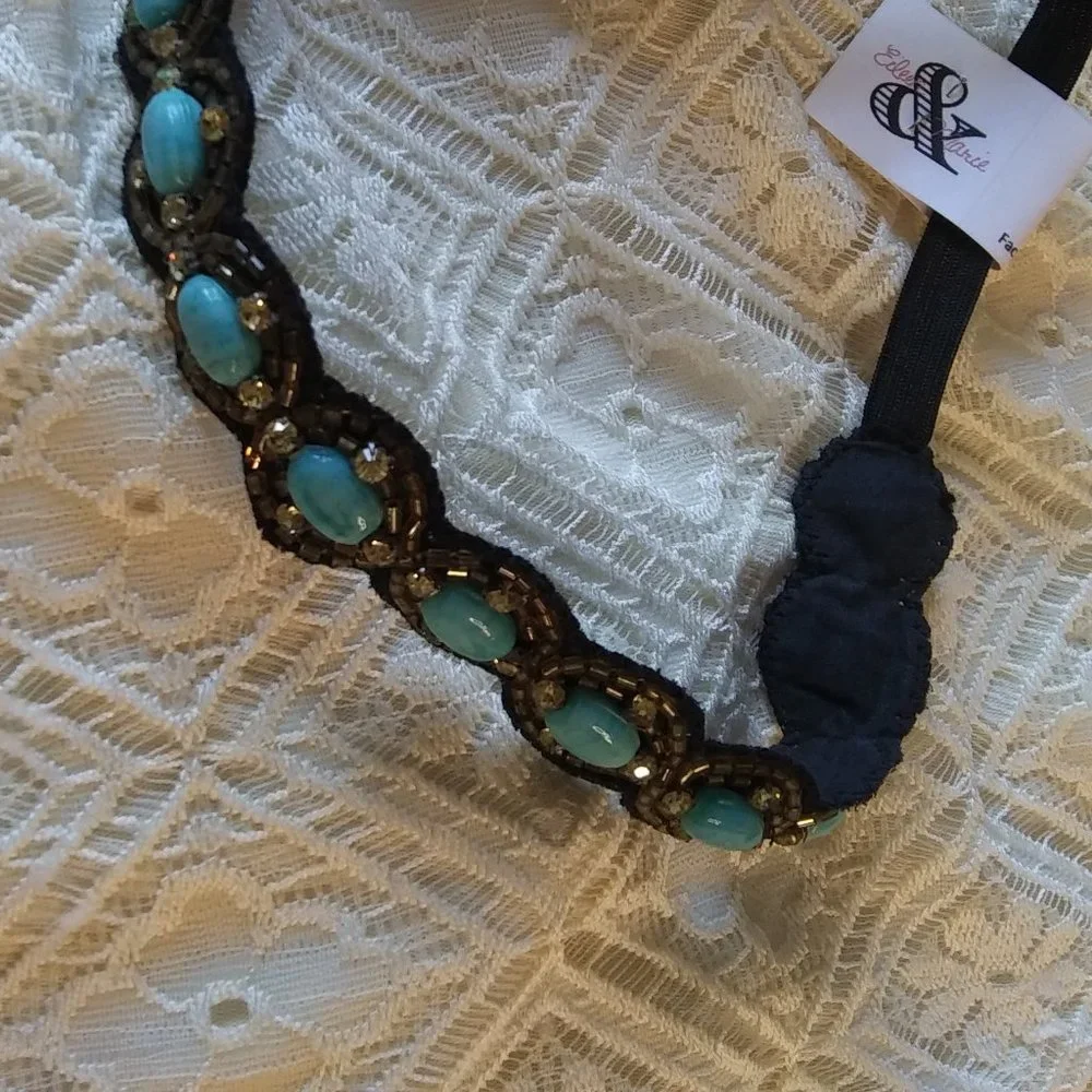 Southwestern Turquoise Embellished Headband Festival Boho Beads| New